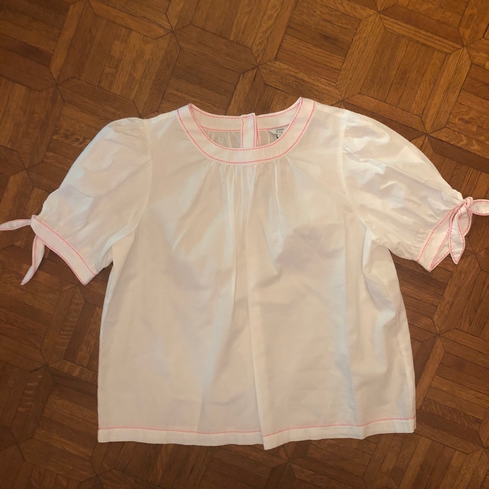 •NWT• Crown & Ivy White Blouse Short Sleeve XL